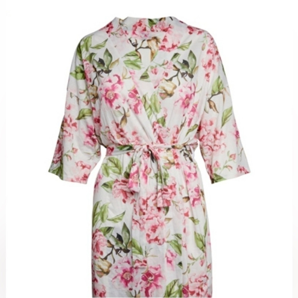 SHOW ME YOUR MUMU Garden of Blooms Robe White/Pink/Green Women's OS - Picture 3 of 8